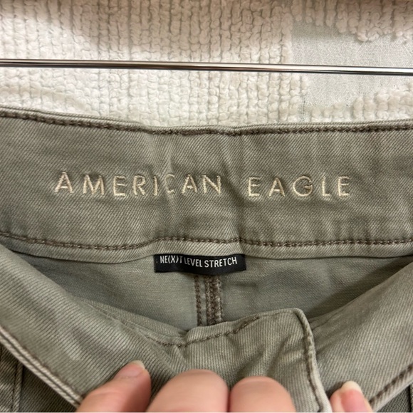 American Eagle Olive Green Next Level Stretch Cuttoff Utility Short Shorts - Picture 3 of 7